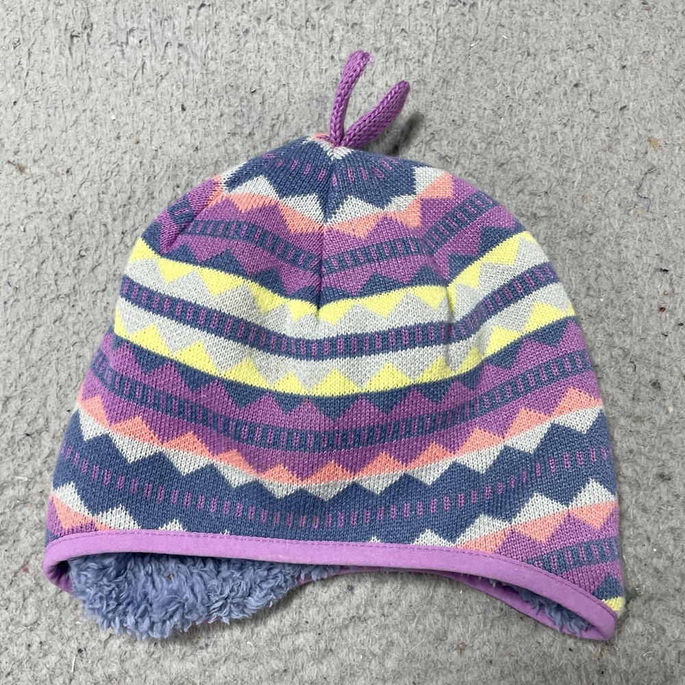 Patagonia Beanie Hat Girls 3-6 Months Multicolor Fleece Reversible Winter - Picture 3 of 10